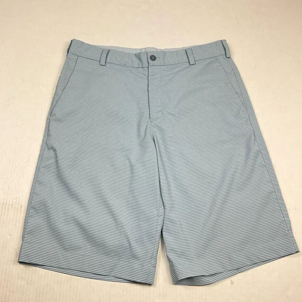 Nike Mens Golf Dri Fit Golf Shorts Blue Striped Tour Performance Pockets Size 30